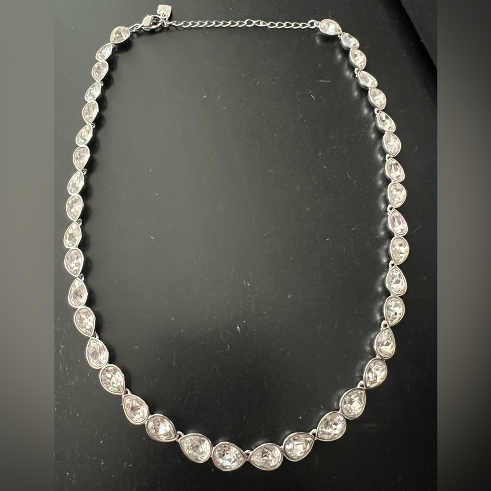 Rare Swarovski necklace.  Rhodium plated pear shaped crystals.